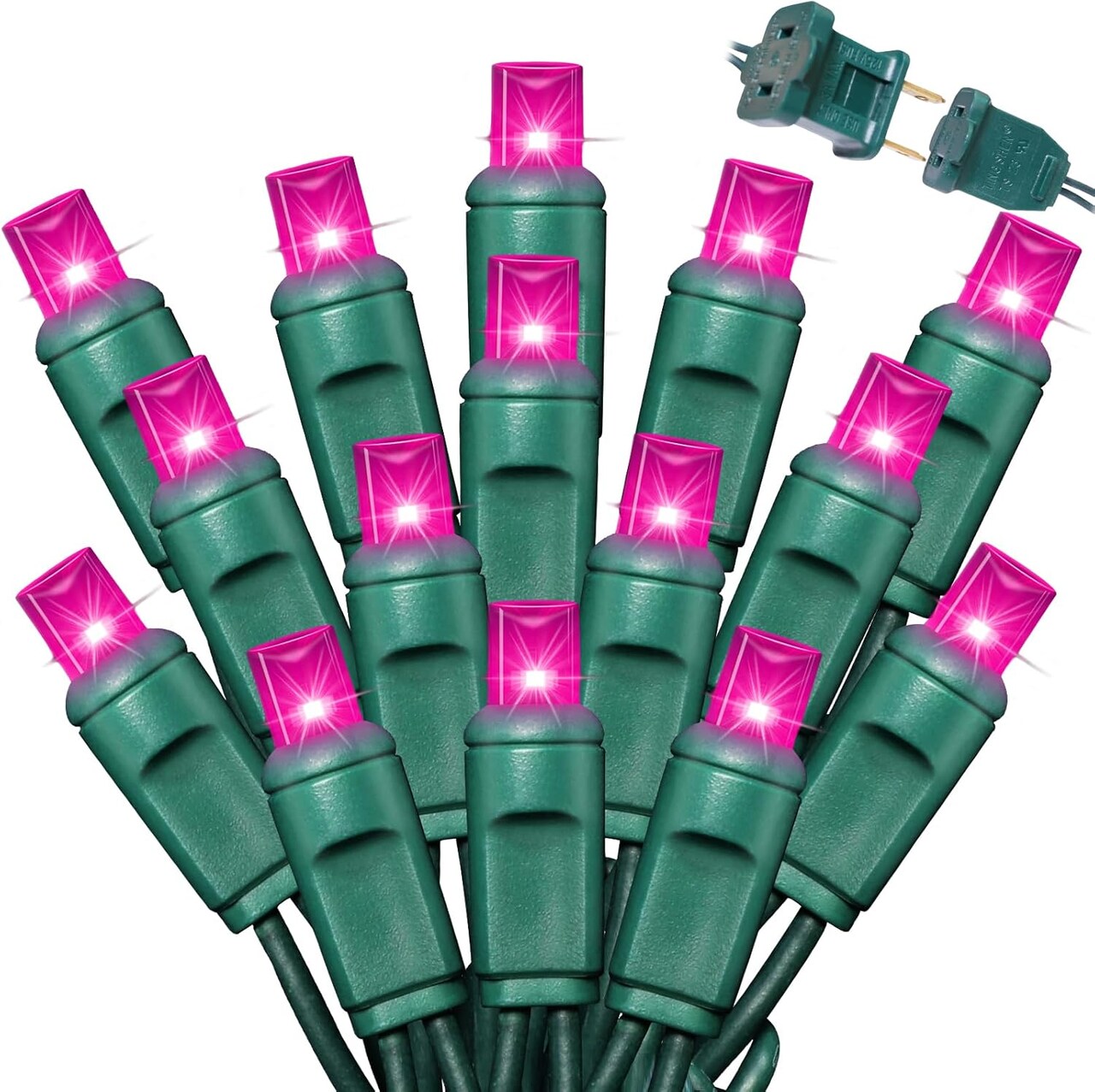 Pink Christmas String Lights, 50 LED 25 Feet ,Waterproof Pink Lights for Indoor